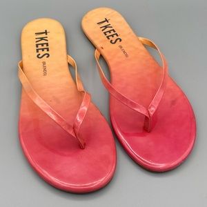 EUC TKEES Blends Pink Ombre Breeze Flip Flop Sandals, Size 8